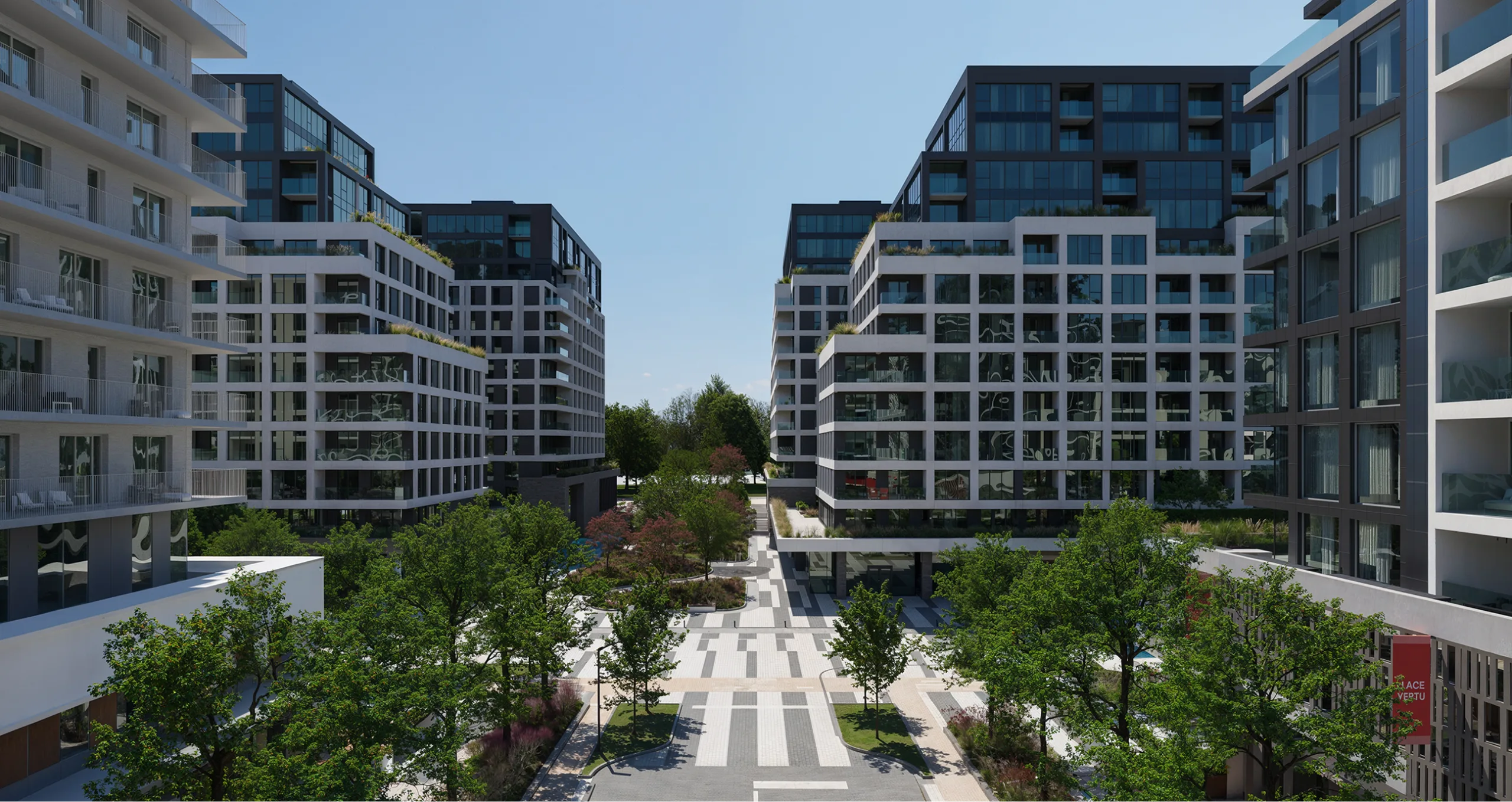 Édifices et espace pour piétons dans un City Centre