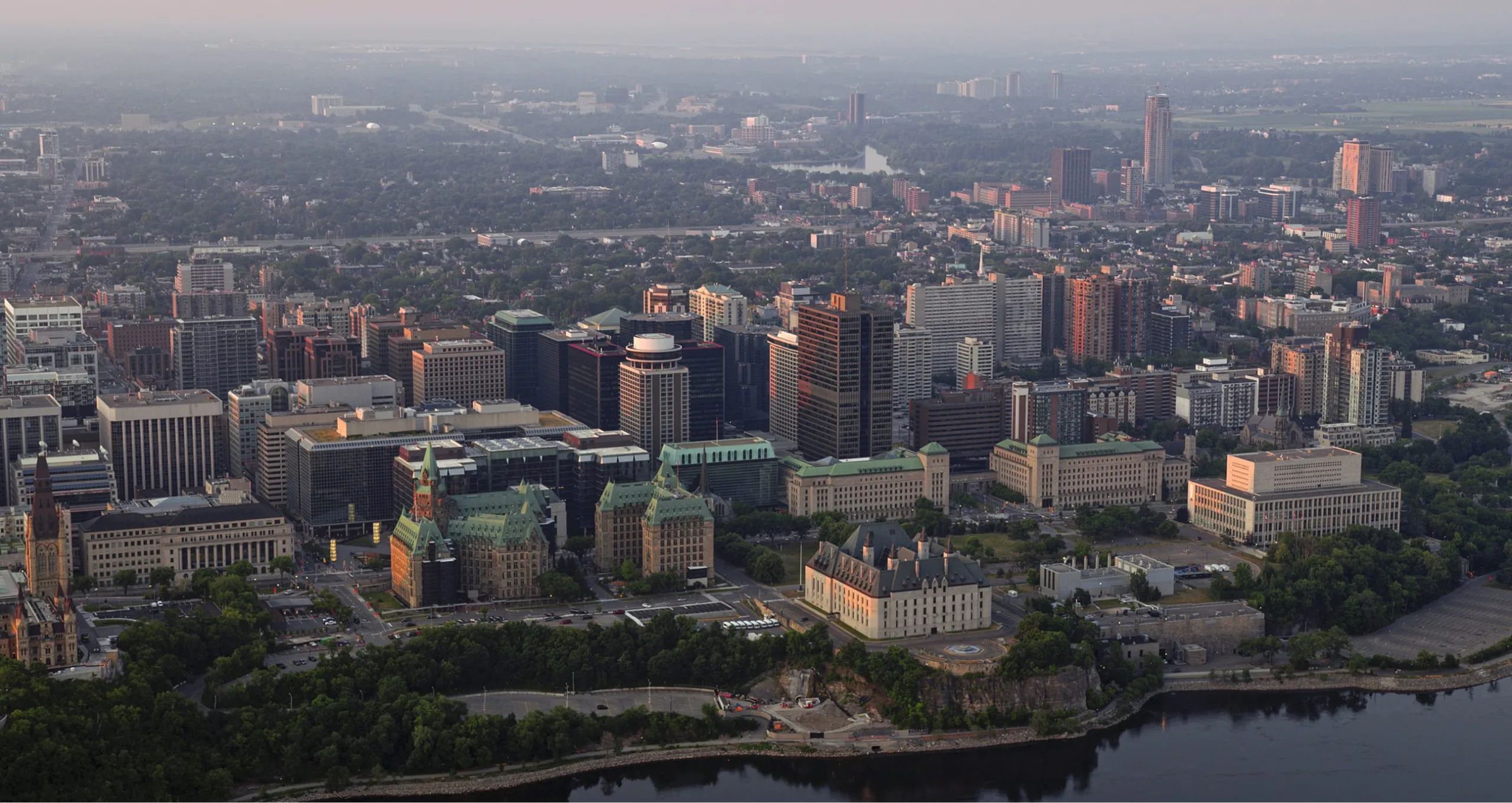 Aerial view of a downtown area