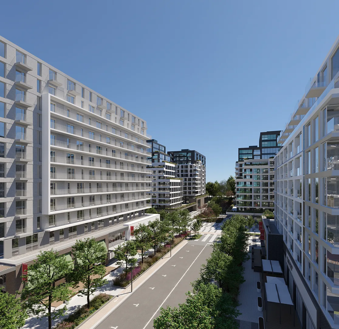 Centre-ville avec des édifices contemporains